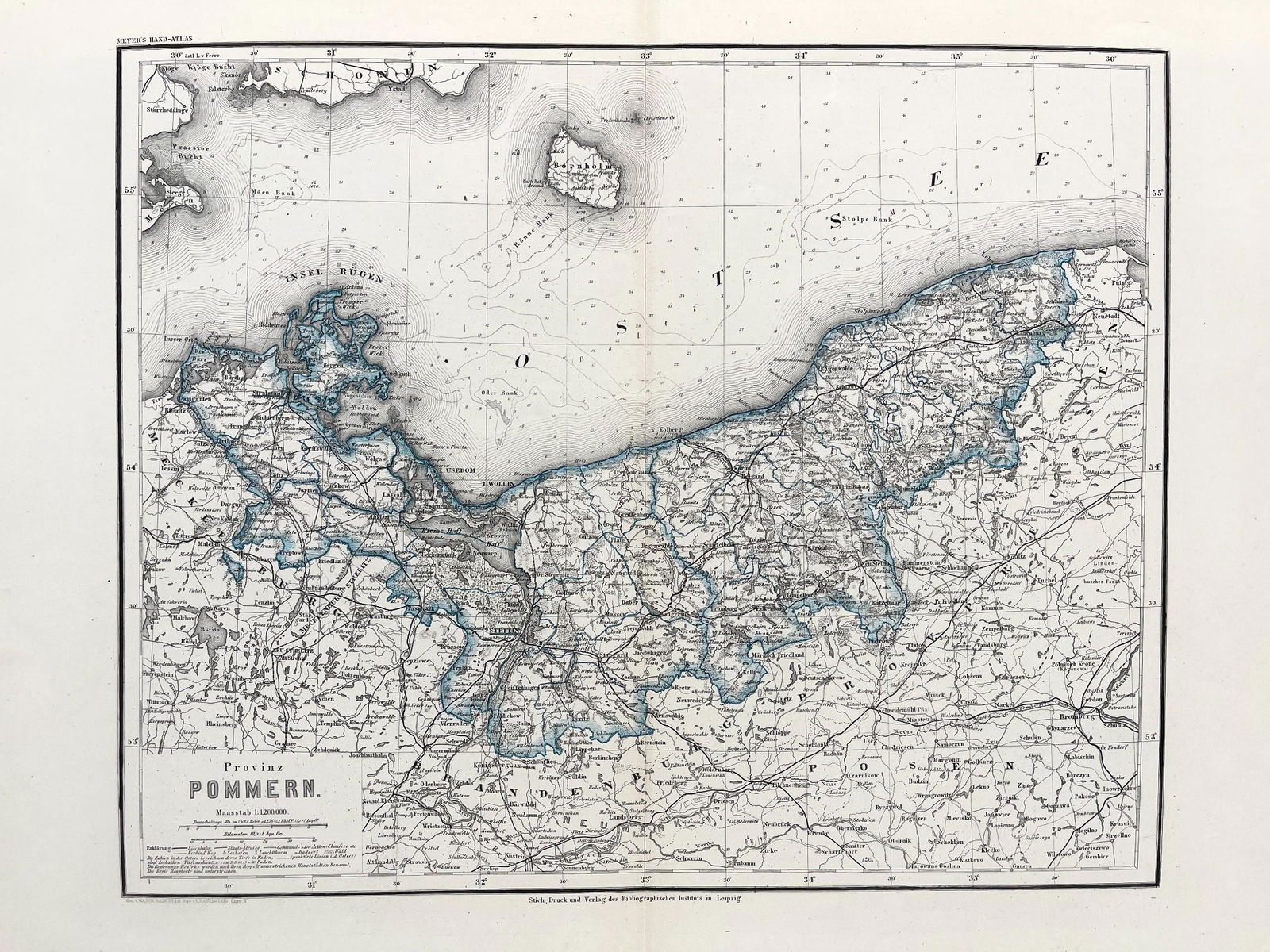 Antique Map Print - Map of Pomerania - Map of Germany - South of the Baltic Sea (1 of 2)