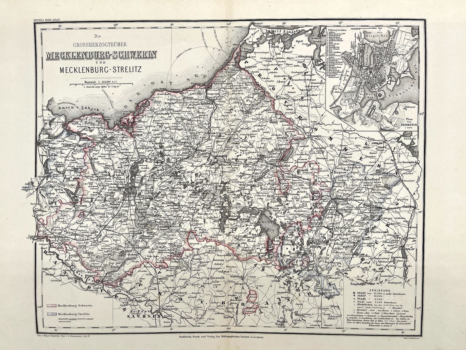 Antique Map Print - Map of Mecklenburg-Schwerin - Map of Germany - Roman Empire (1 of 2)
