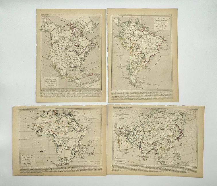 Antique Map Print - North America - Africa - South America - World (1 of 1)