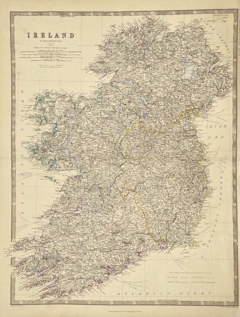 Antique Map Print - Map of Ireland - Europe - Alexander Keith Johnston (1 of 2)