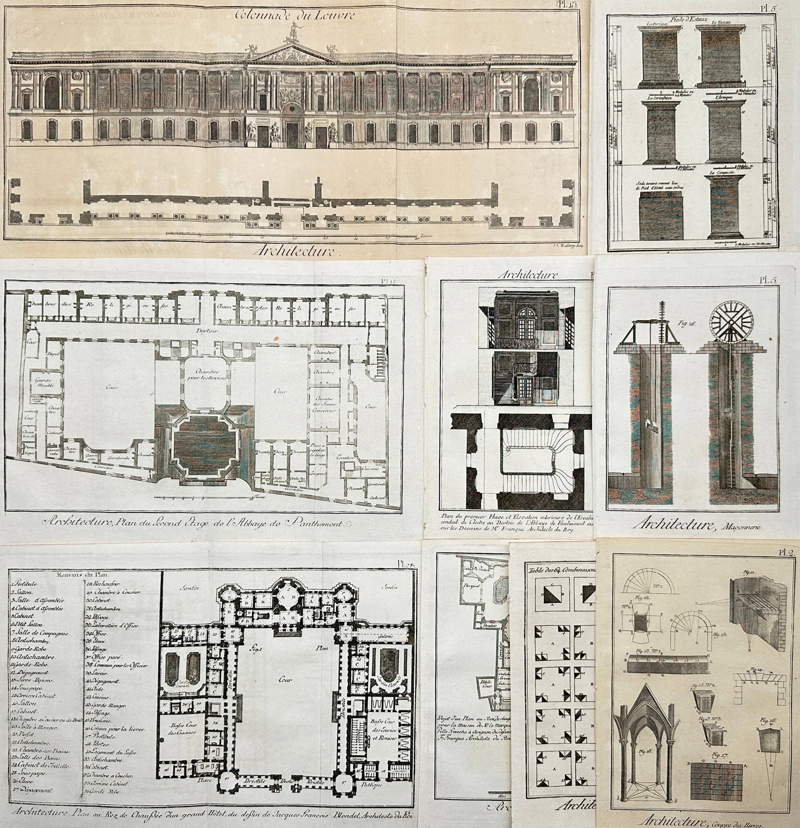 Robert Benard (1734 - 1777) - Set of 9 Copperplate Engravings - Architecture, Masonry, Quarry with (1 of 4)