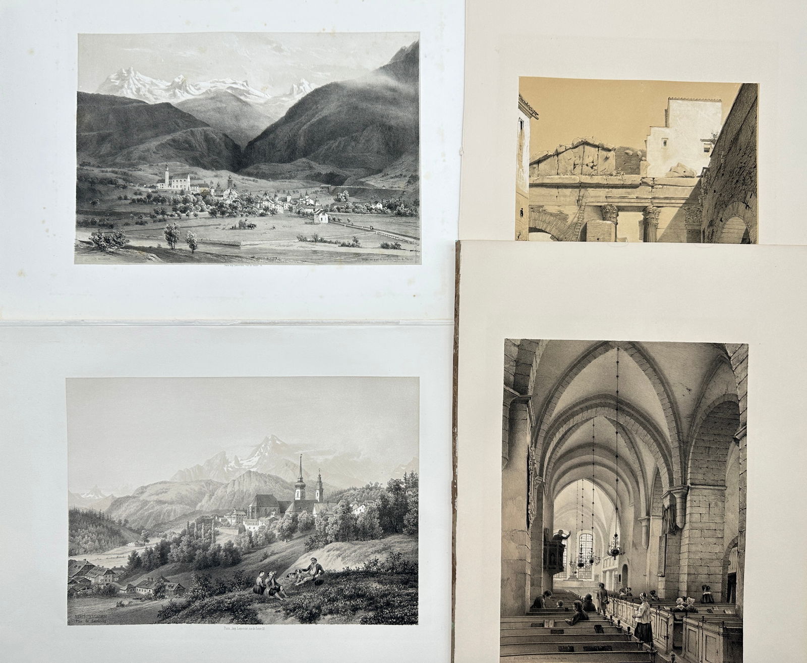 Carl Johan Billmark - Set of 4 Prints depicting Rome, Italy - Church in Sweden - Views of Europe (1 of 3)