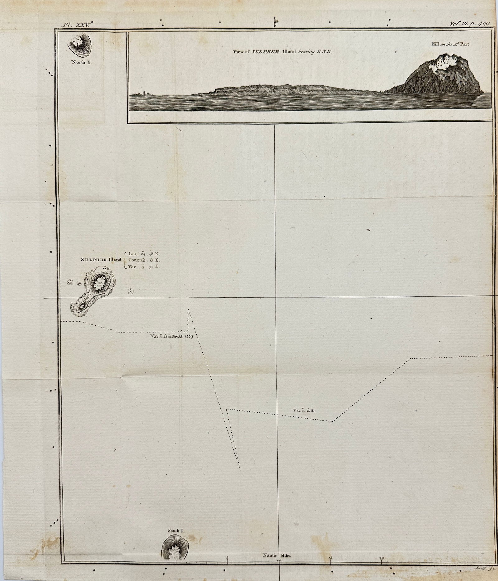 James Cook - Antique map Australia titled 'Gezigt van het Eil. Suffren'. Antique map of Suffren (1 of 2)