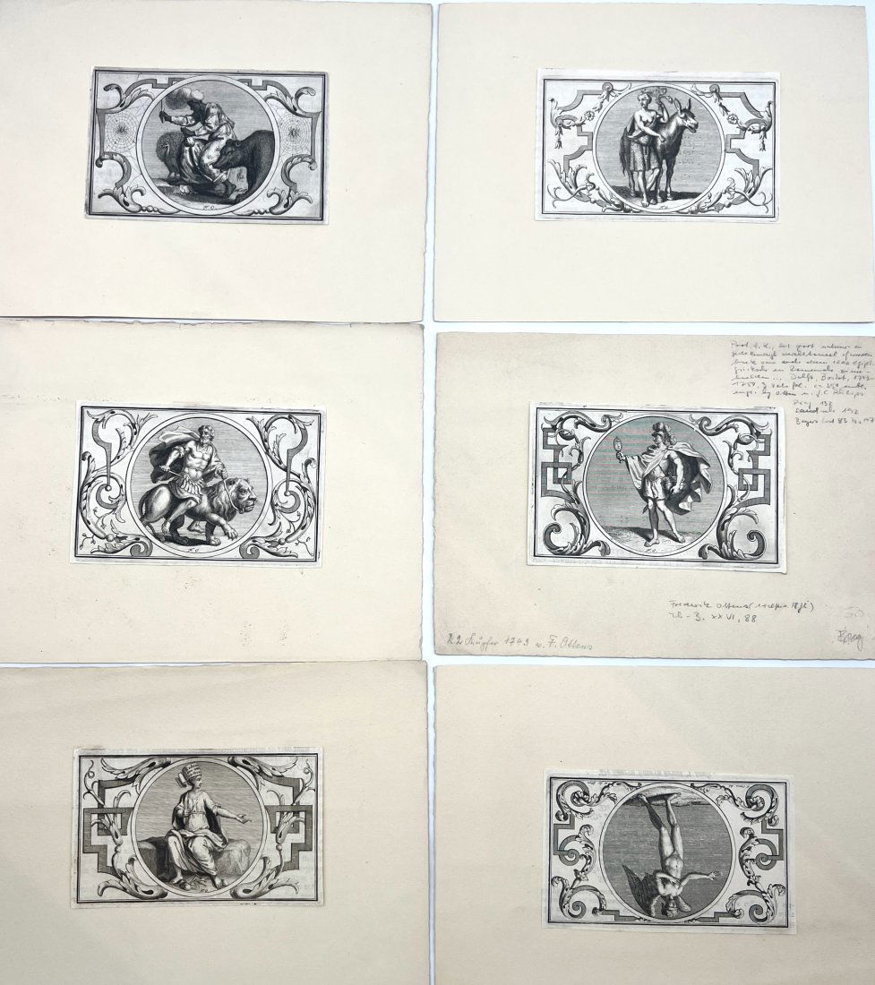 Hubert Kornelisz (1689 - 1733) - Set of 6 Allegorical Copperplate Engravings, Netherlands 1743 (1 of 2)