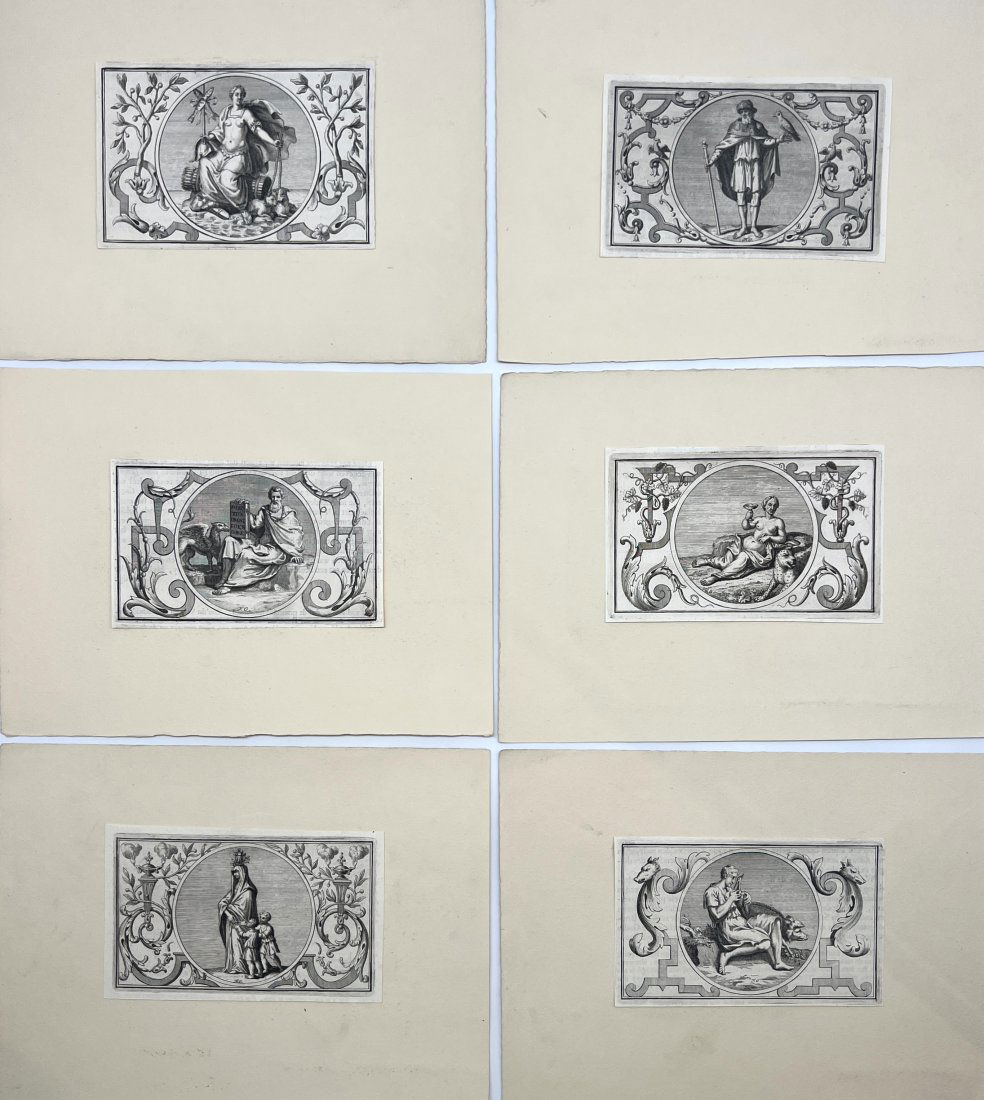 Hubert Kornelisz (1689 - 1733) - Set of 6 Allegorical Copperplate Engravings, Netherlands 1743 (1 of 2)