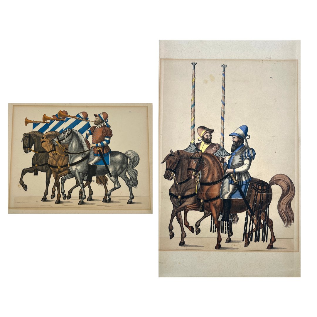 Franz Rottenkamp - Set of 2 Antique Hand-coloured Prints - Militaria, Germany, (1 of 5)