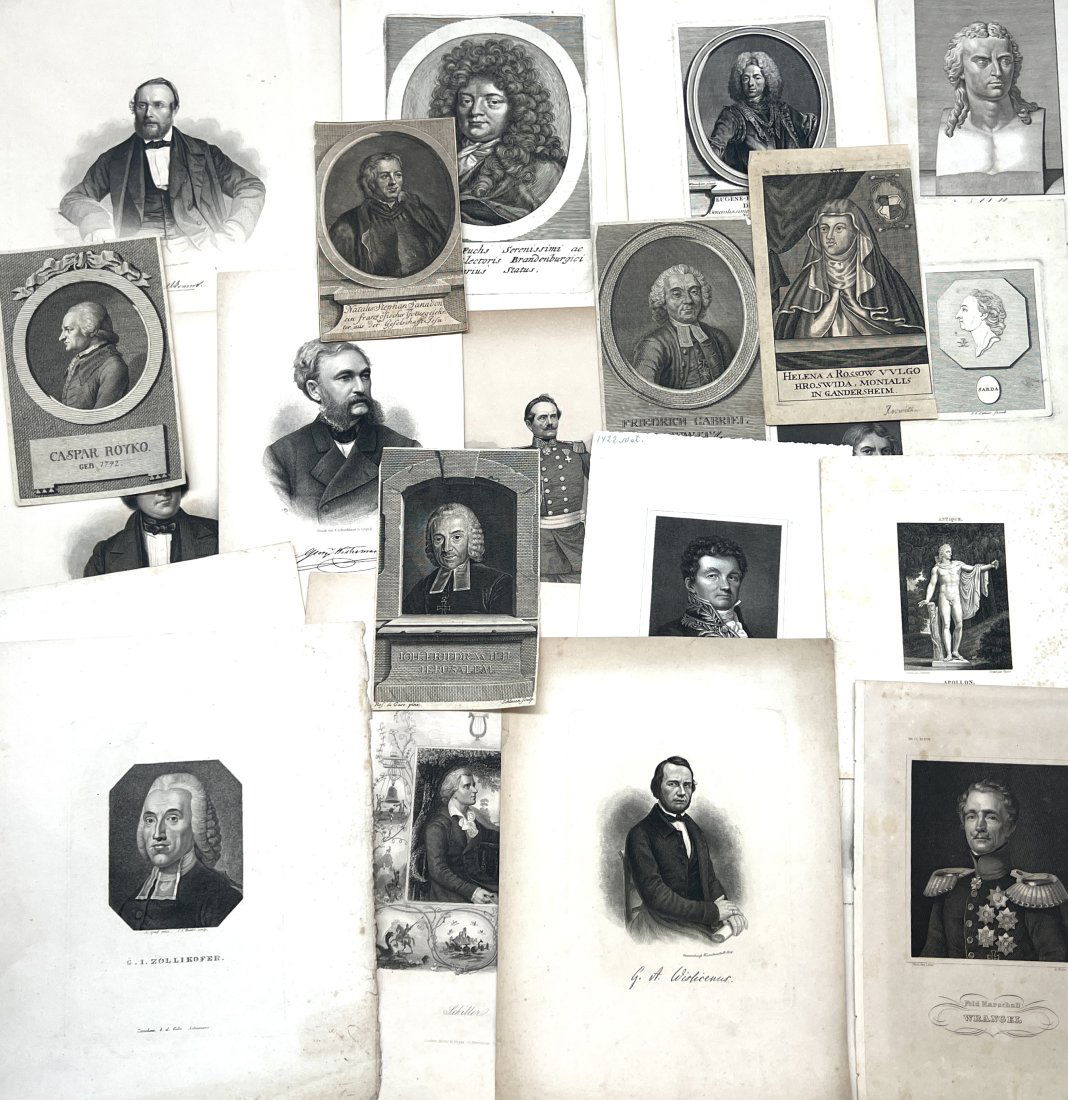 Lot of 15 Portraits - Caspar Royko / Zollikofer / Scheller / Wrangel / Apollon, Germany, Netherlands (1 of 2)