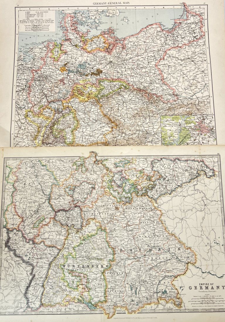 Alexander Keith Johnston - Set of 2 Maps - General Map of Germany / Empire of Germany (1 of 2)