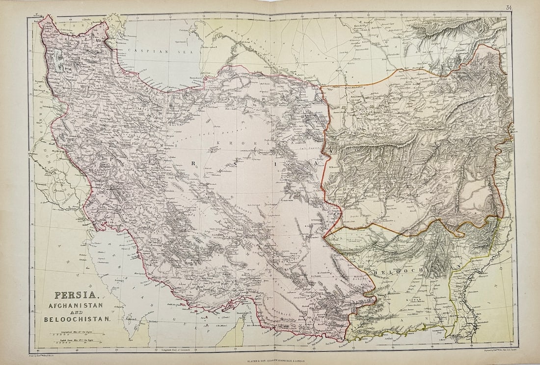 Walter Graham Blackie - Antique Map - Persia - Afghanistan and Beloochistan (1 of 3)