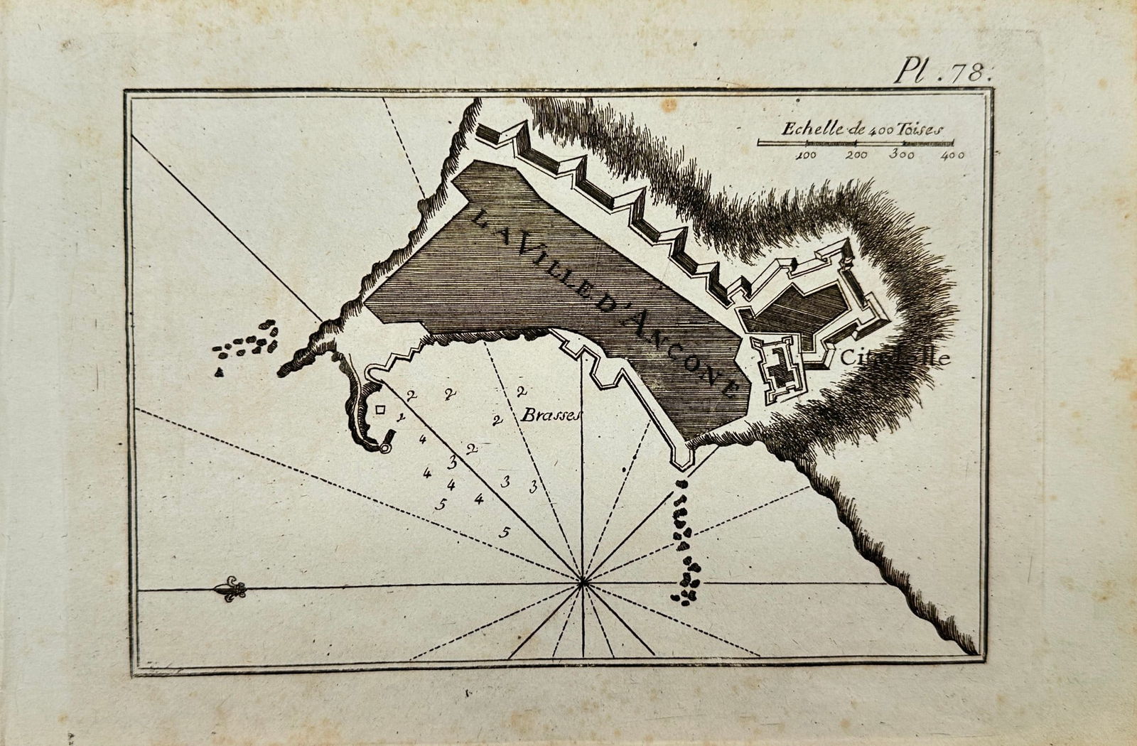 Joseph Roux - Antique Map - Harbour Plan - Port of Ancona in Italy (1 of 1)