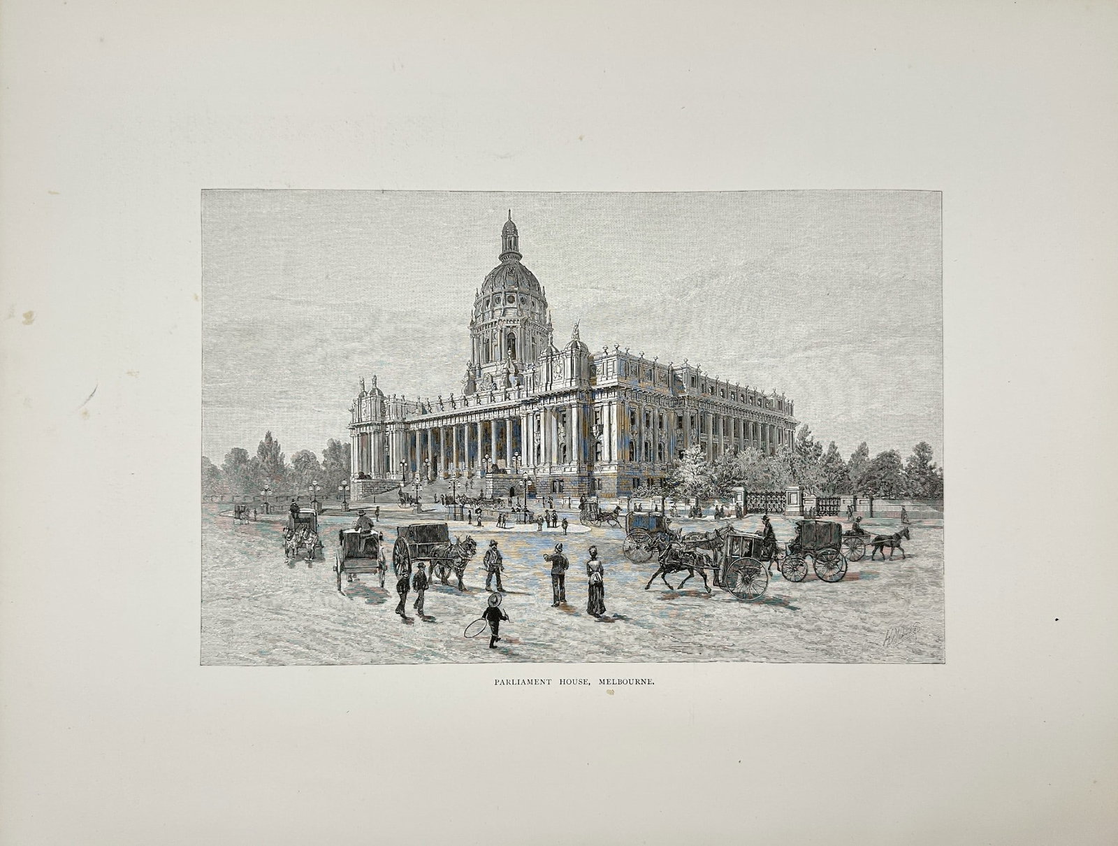 Frederick B. Schell - Antique Print - Parliament House Melbourne - Australia: "Picturesque Atlas of Australasia" — This cognitive print is from Andrew Garran’s monumental work Picturesque Atlas of Australasia. The work was published by the Atlas Publishing Company in Sydney
