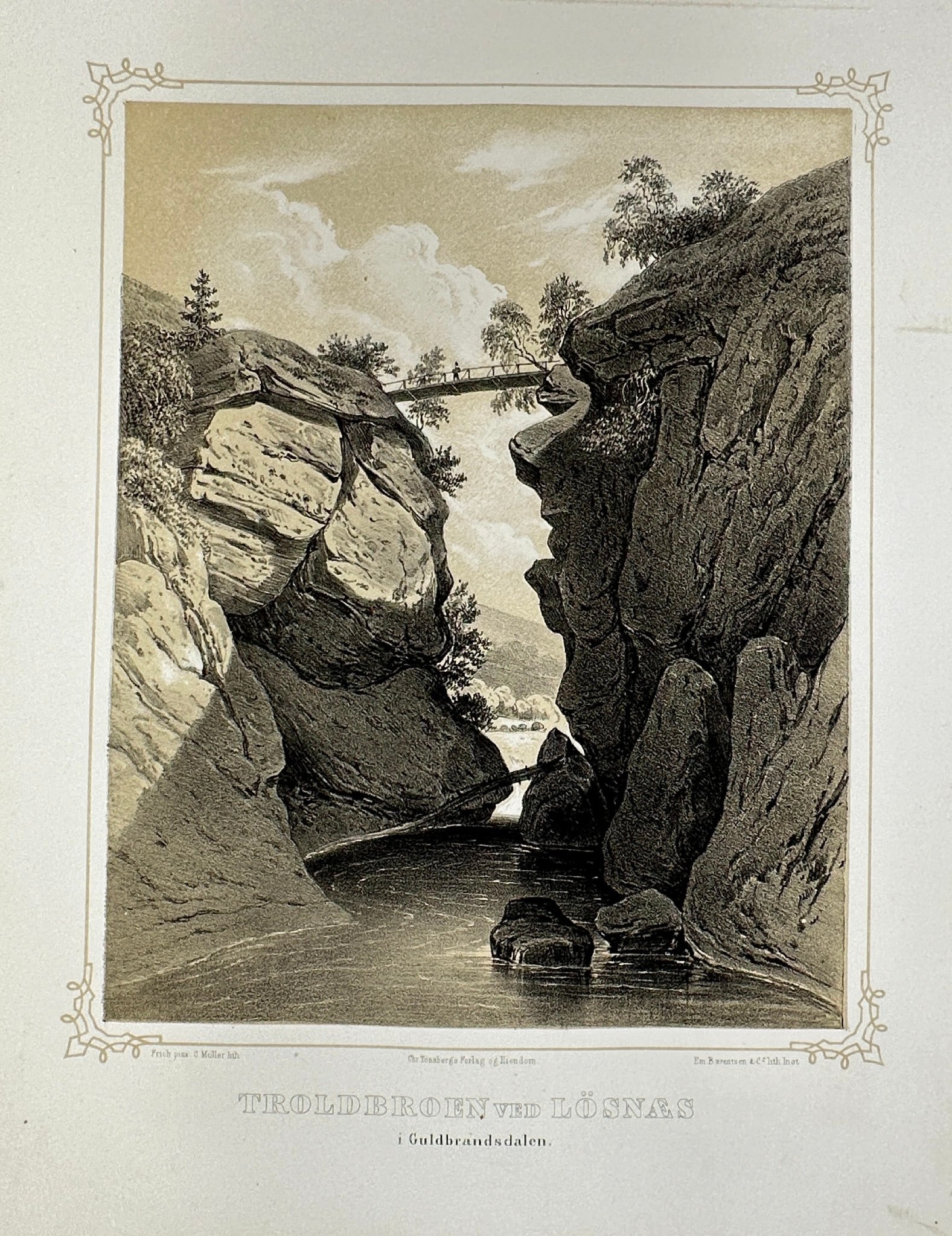 Tidemand - Antique Landscape Print - Troll Bridge at Lösnæs (1 of 1)