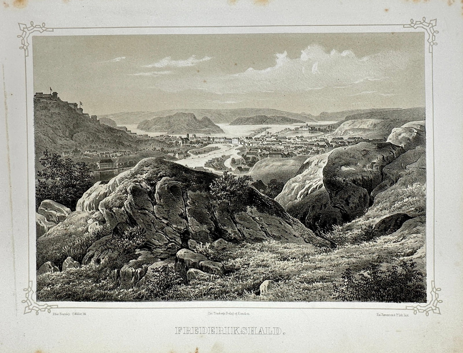 Adolph Tidemand - Antique Landscape Print - View of Halden - Norway (1 of 1)