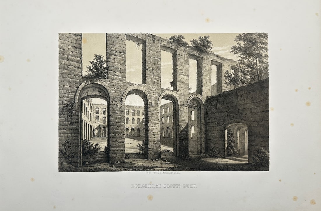 Ulrik Thersner - Antique Engraving - View of Borgholm Castle Ruin in Sweden: "View of Borgholm Castle Ruin" — This beautiful antique engraving by Ulrik Thersner originates from the work Fordna och närvarande Sverige (La Suède ancienne et moderne), published in Stockholm be