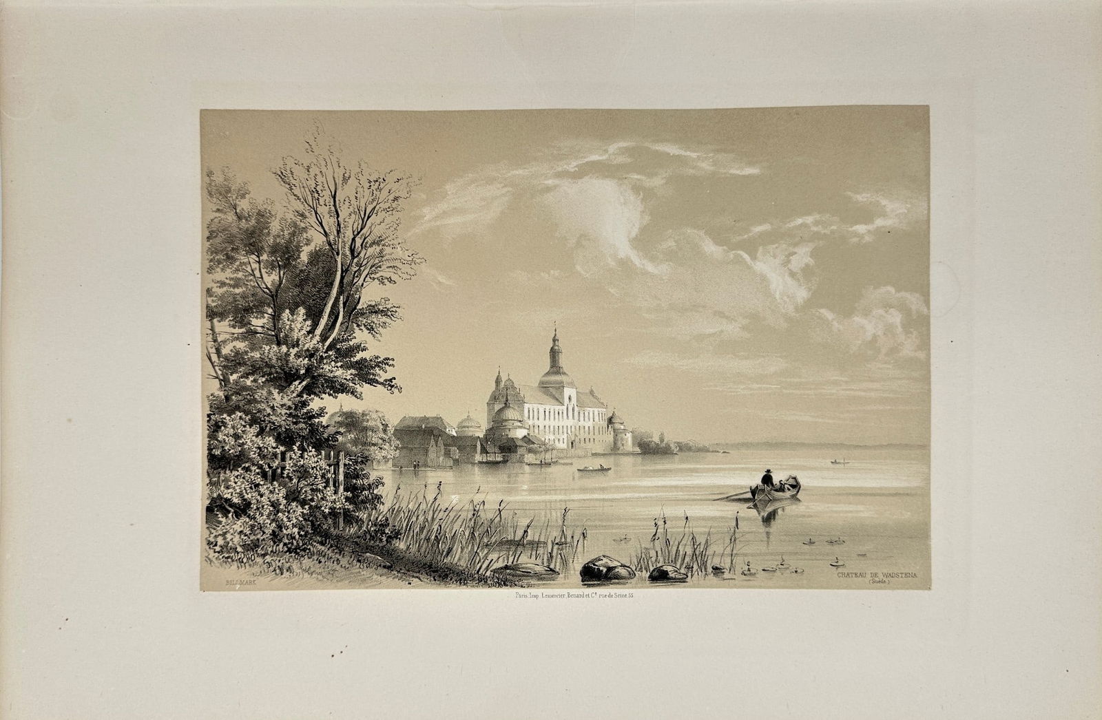 Carl Johan Billmark - Antique Print - View Of Vadstena Castle - Sweden (1 of 2)