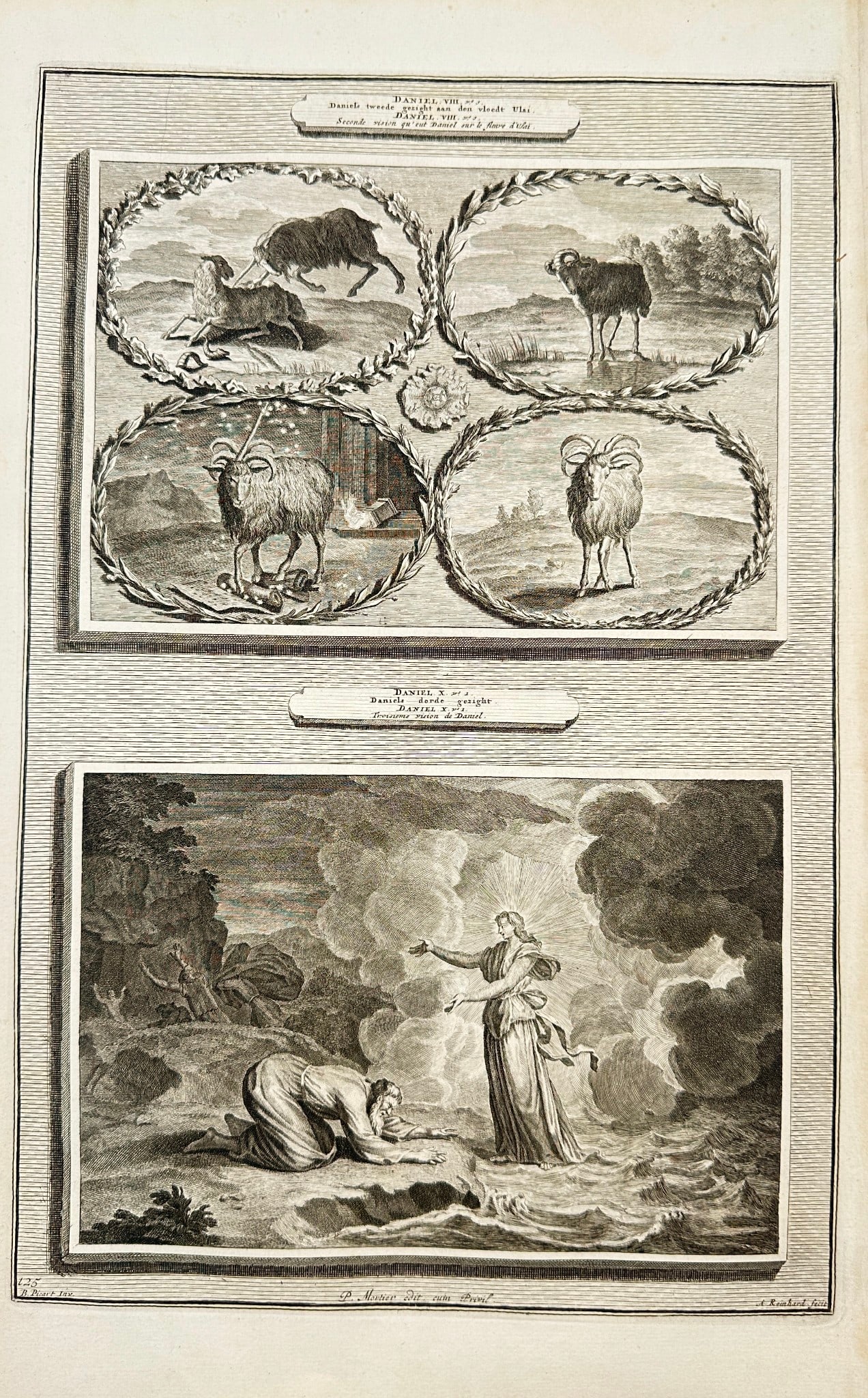 Pierre Mortier - Antique Engraving - Daniel's Second Vision at the River Ulai (1 of 2)