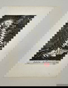 Boetius Adams Bolswert - Antique print - Saint Alexandra - Sancta Alexandra: "Sacra Eremus Ascetriarum" — This rare engraving originates from the series Sacra Eremus Ascetriarum by Boetius Adams Bolswert after Abraham Bloemaert, published in Antwerp in 1619. Boetius Adamsz.