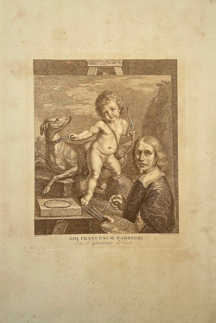 Francesco Bartolozzi - Antique Print - Autoritratto di Guercino (1 of 2)