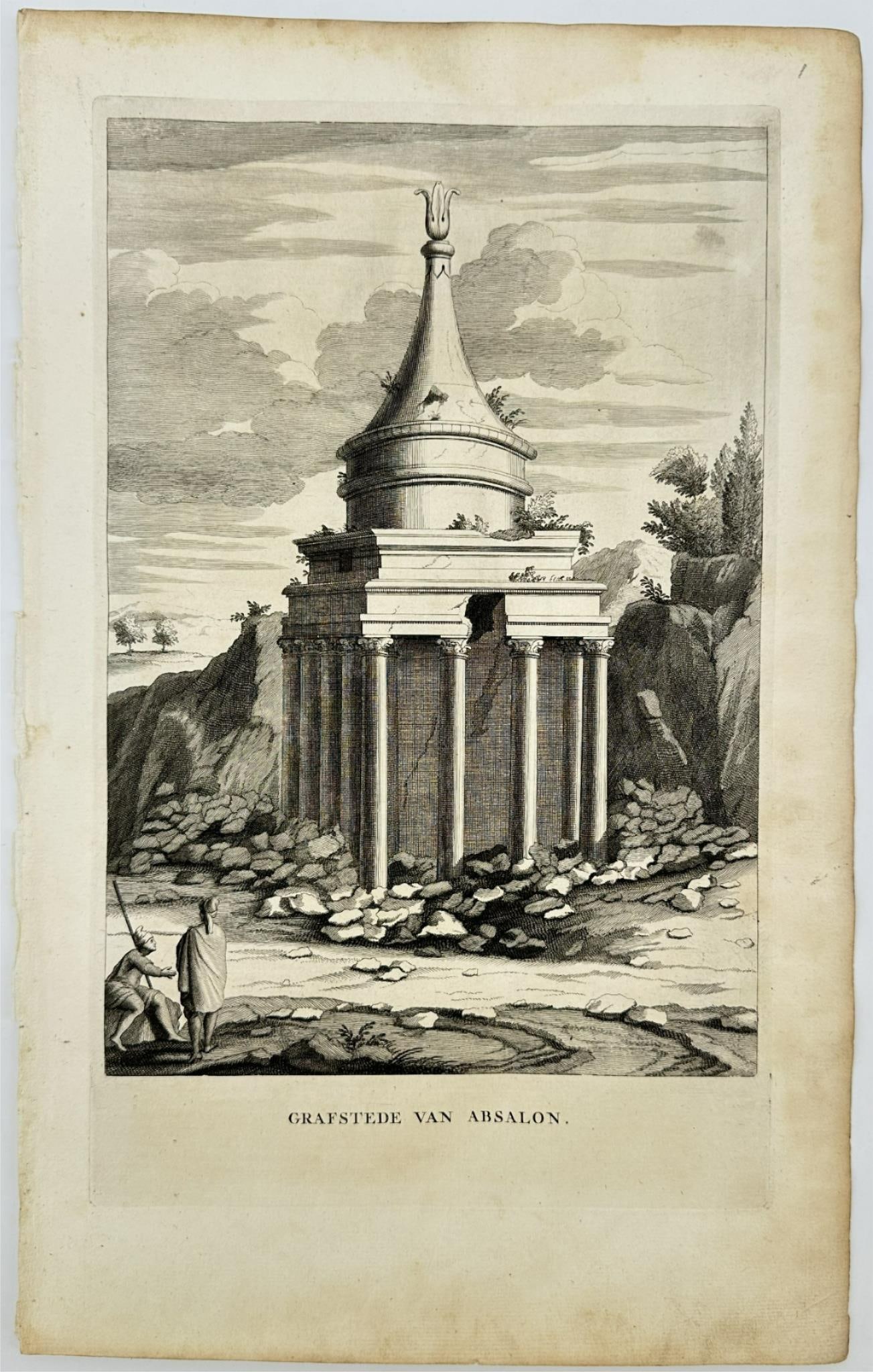 Antoine Augustine Calmet - Antique Print - Absalom's Tomb - Son of David (1 of 2)