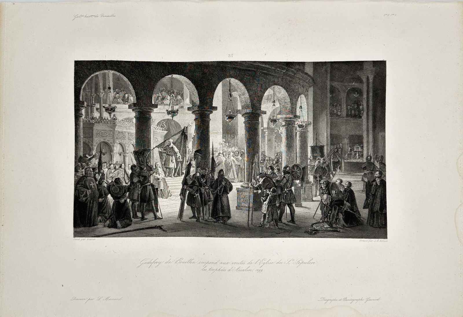 Raimudo Garetta - 19th Century  Engraving - Battle of Ascalon - Godefroy Israel (1 of 2)