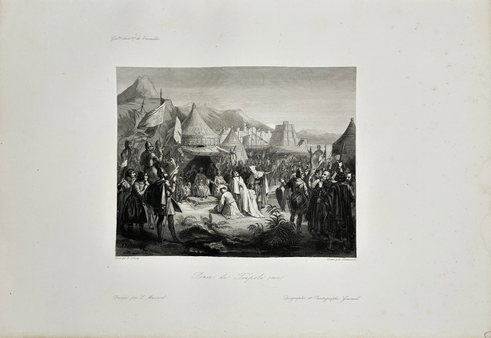 Charles  Debacq - 19th Century Engraving Print - The Crusaders take Tripoli (1 of 2)