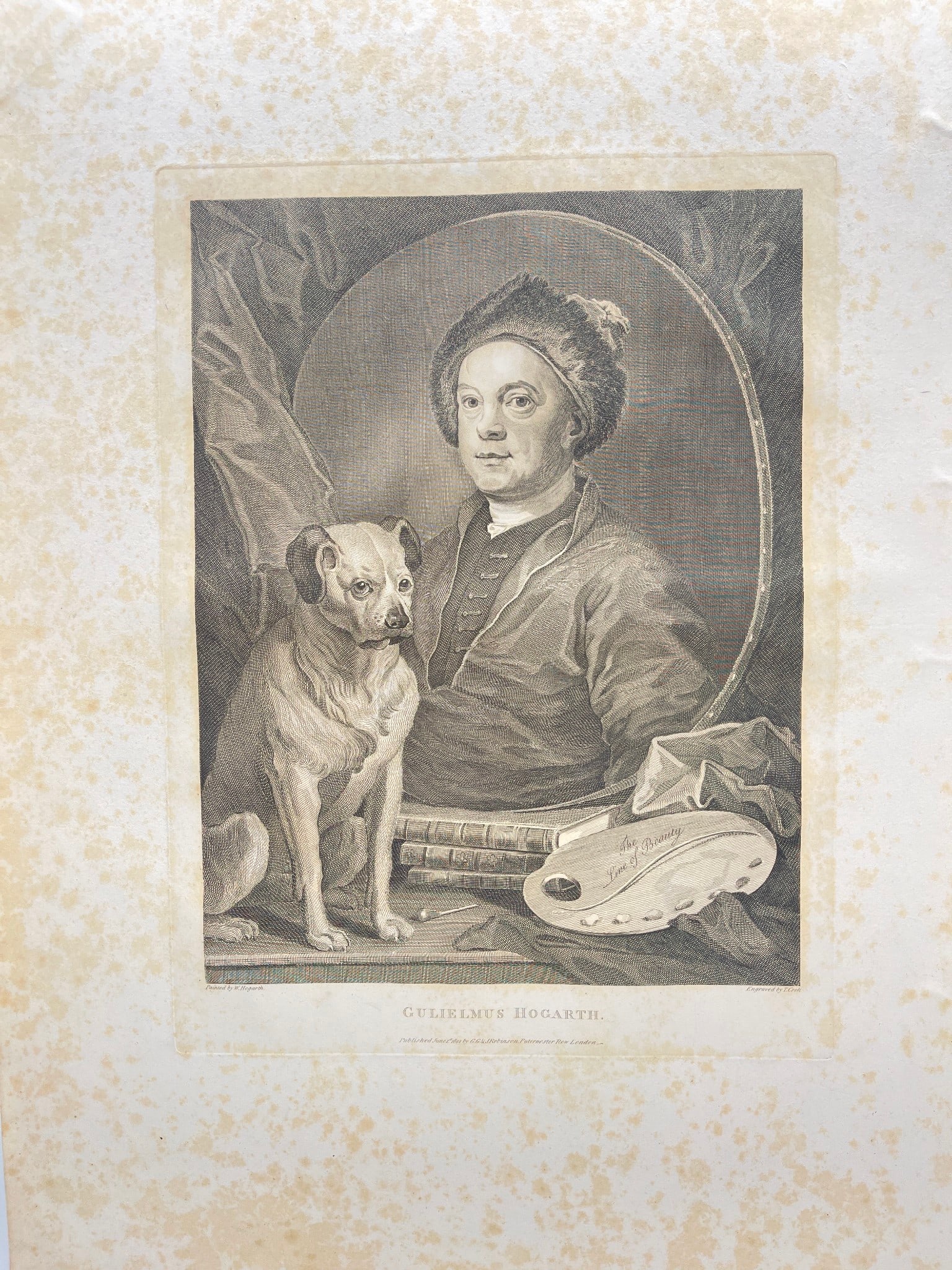 William Hogarth - Antique Engraving - Portrait of Gulirlmus Hogarth (1 of 3)