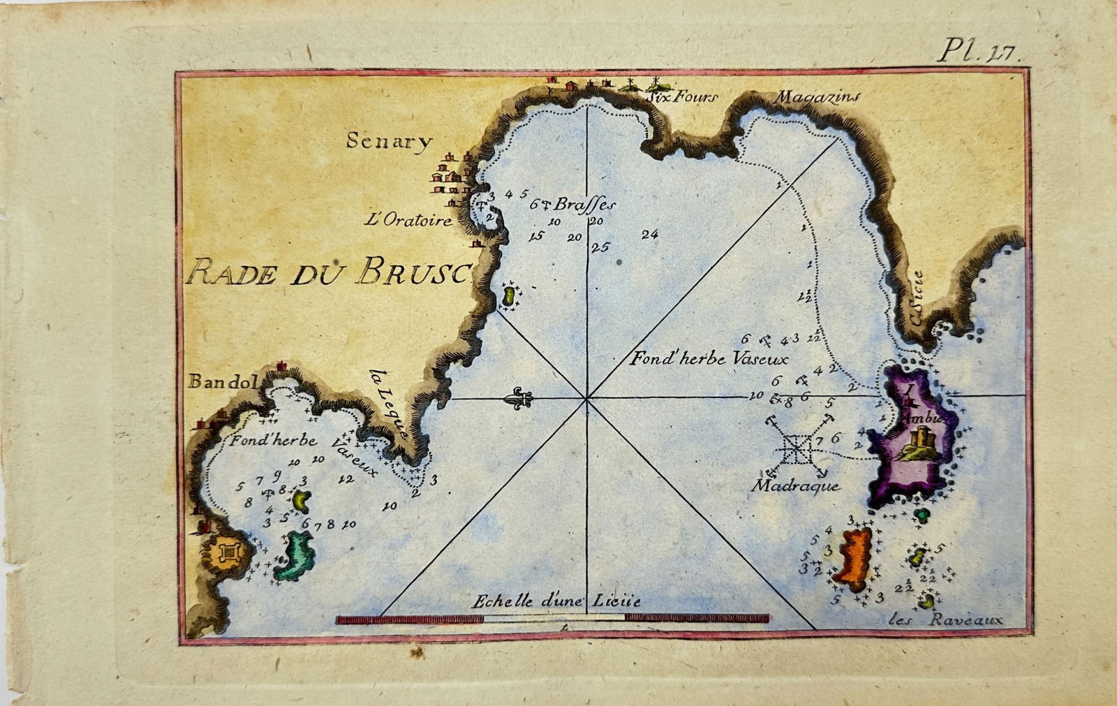 Joseph Roux - Original Antique Map - Bays of Brusc and Bandol near Marseilles - France (1 of 2)