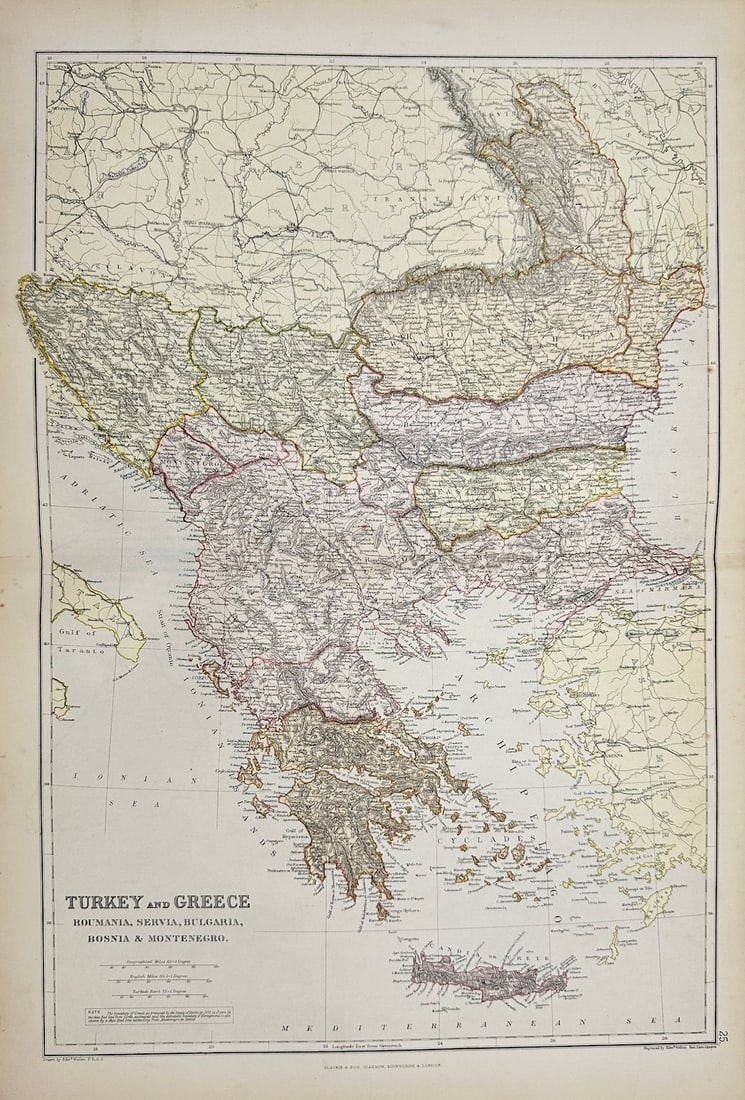 Walter Graham Blackie - Original Antique Map - Turkey and Greece (1 of 3)