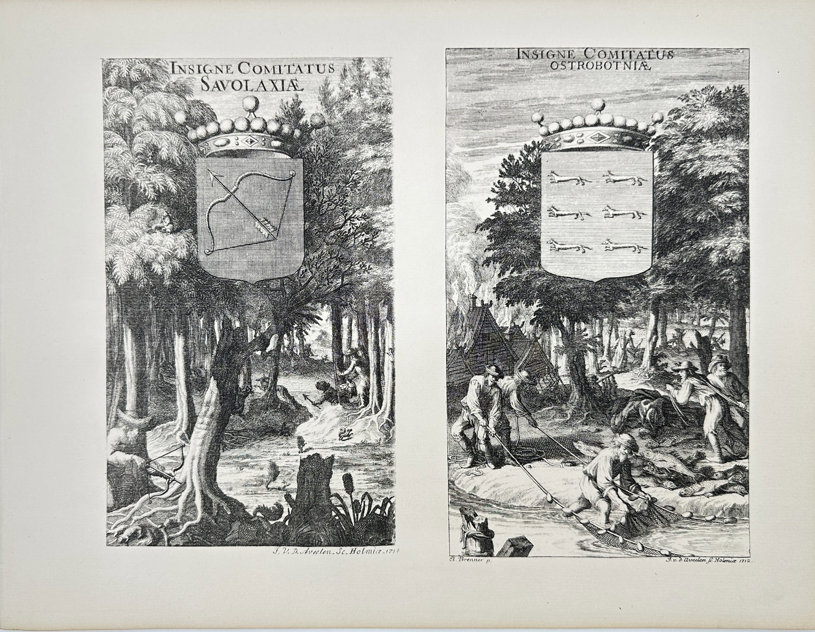 Erik Dahlberg - Antique Topographical - Österbotten Finland - Eastern Bottom: This beautiful lithograph is from Erik Dahlberg’s Suecia antiqua et hodierna (Latin for "Ancient and Modern Sweden"), published in Stockholm in 1856. Erik Dahlberg (1625–1703) was a Swedish count,