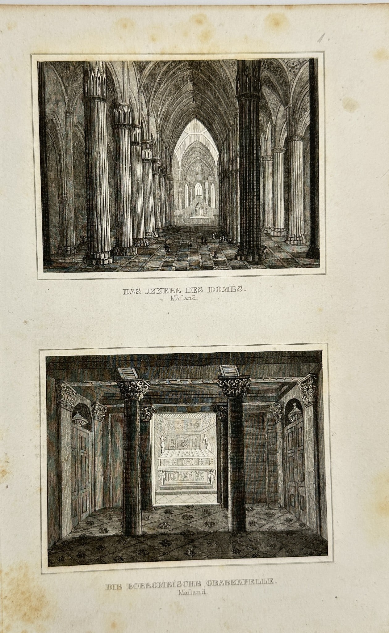 Joseph Mayer - Old print - Interno del Duomo di Milano - Italy (1 of 2)