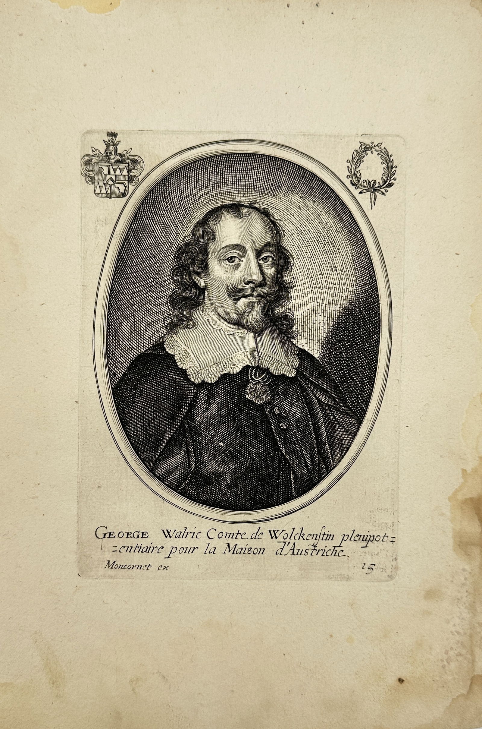 Balthasar Moncornet – Portrait Engraving – George Walric, Comte de Wolckenstein – 17th Century (1 of 3)