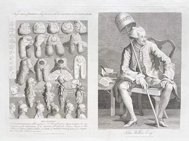 William Hogarth & Thomas Cook – Antique Caricature Engraving – John Wilkes Esq. and Comic Wigs (1 of 5)