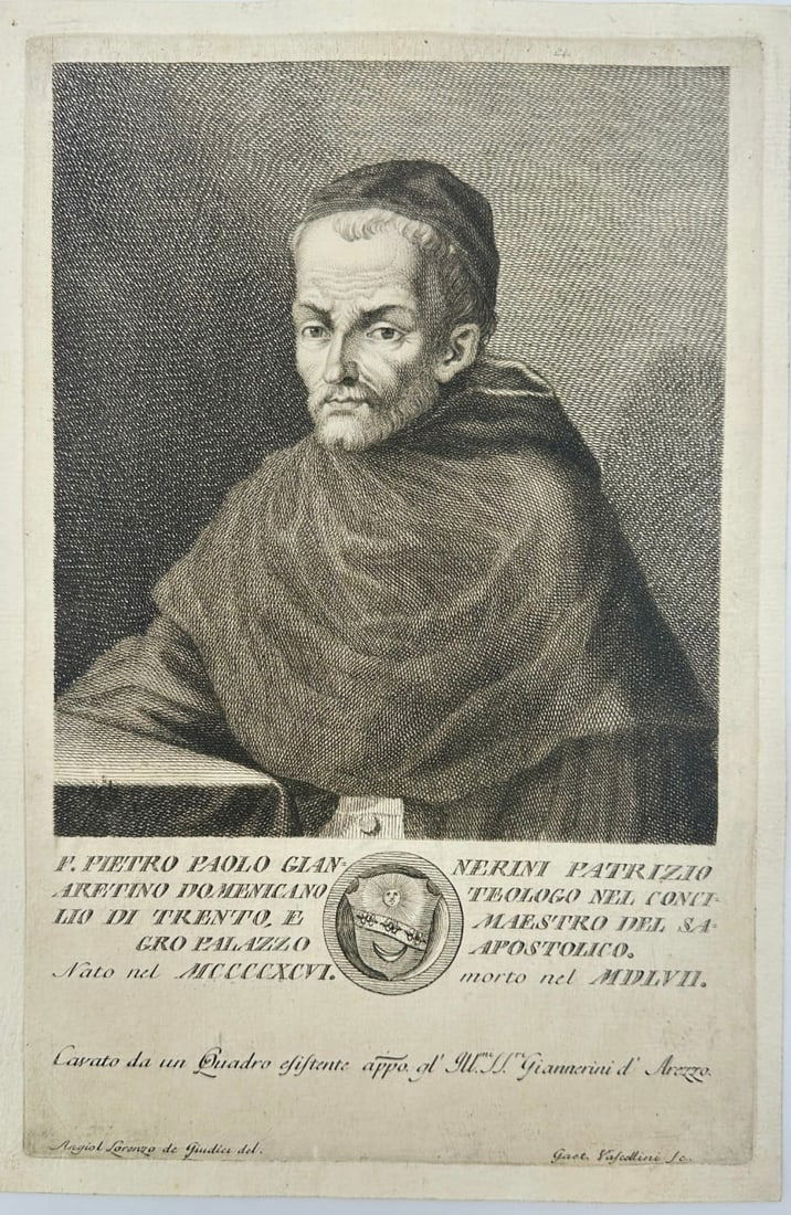 Gaetano Vascellini (1755–1805) – Portrait of Theologian Pietro Paolo Giannerino – Etching (1 of 3)