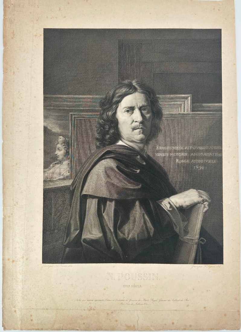 After Nicolas Poussin – Portrait of Nicolas Poussin – Etching (1824) (1 of 2)