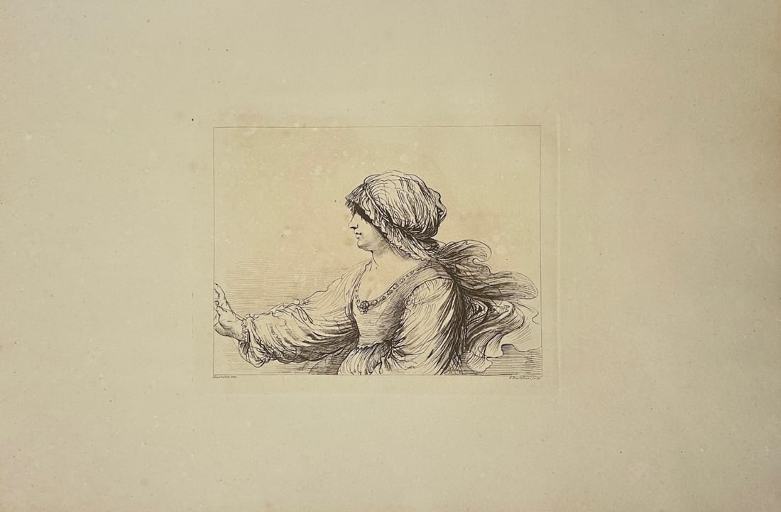 Francesco Bartolozzi (1728–1815) – Bust of a Woman in Profile – Large Folio Copper Engraving (1 of 2)