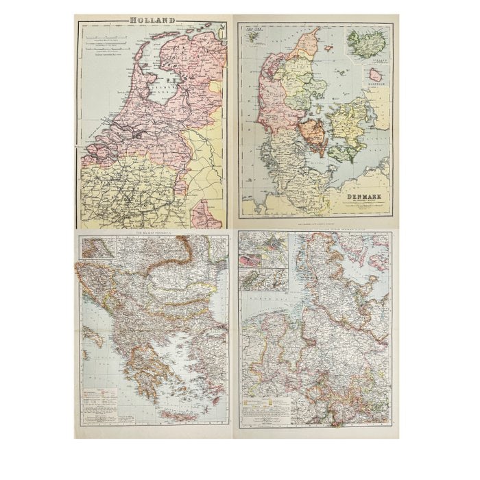 Dr. Richard Andree (1835–1912) – Set of 4 Antique Maps (1 of 6)