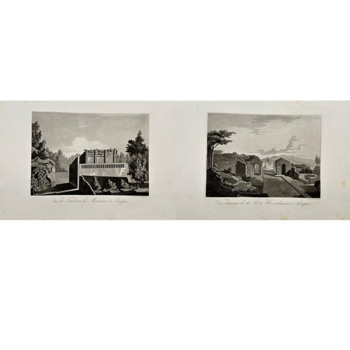 Paul Fumagalli (1797–1873) – Set of 2 Original Antique Prints – Views of Pompeii (1 of 5)