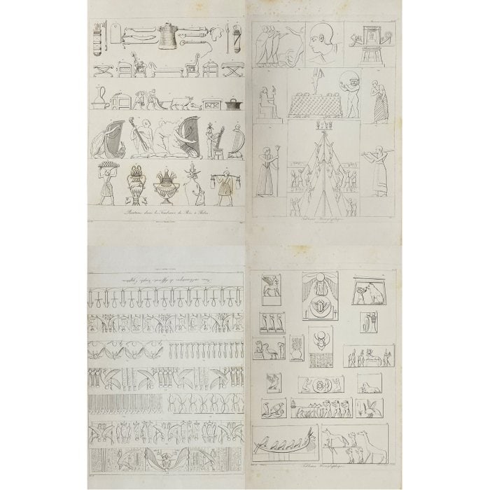 Dominique Vivant Denon (1747–1825) – Set of 4 Antique Engravings – Egyptian Hieroglyphs (1 of 5)