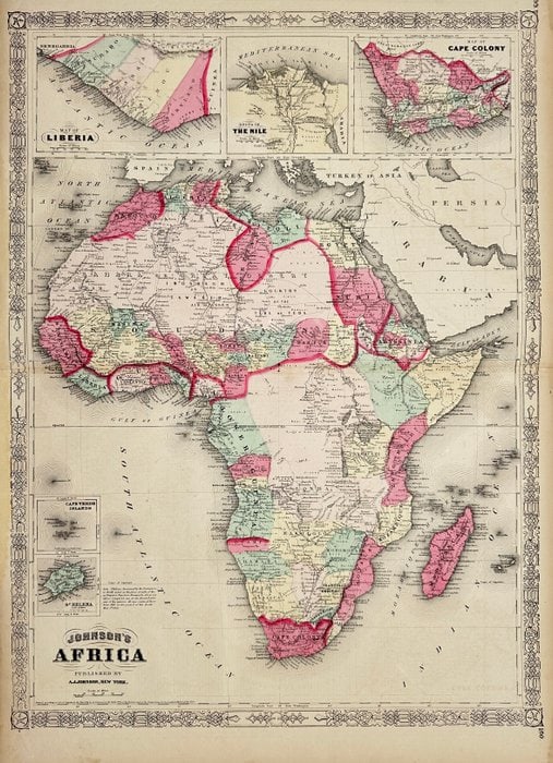Alvin Jewett Johnson (1827–1884) – Africa – The Continent of Africa with Detailed Regions: This antique map of Africa was published by Alvin Jewett Johnson in New York in 1862 and presents a detailed cartographic representation of the entire African continent, including adjacent parts of Ar