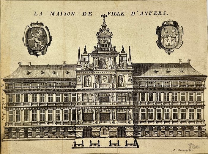Jacobus Harrewijn (active after 1675, before 1697) – The Magnificent City Hall of Antwerp (1 of 5)
