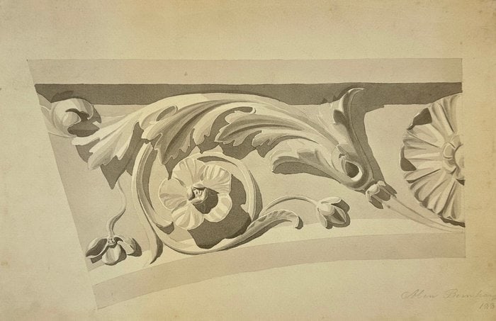 Albertino Bernhard – Study of Ornamental Design – Ink Drawing (1839) (1 of 5)