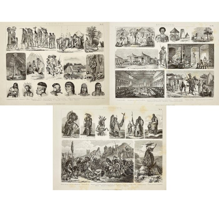 Friedrich Arnold Brockhaus (1772–1823) – Set of 3 Prints – African Tribes – Lithographs (1 of 5)