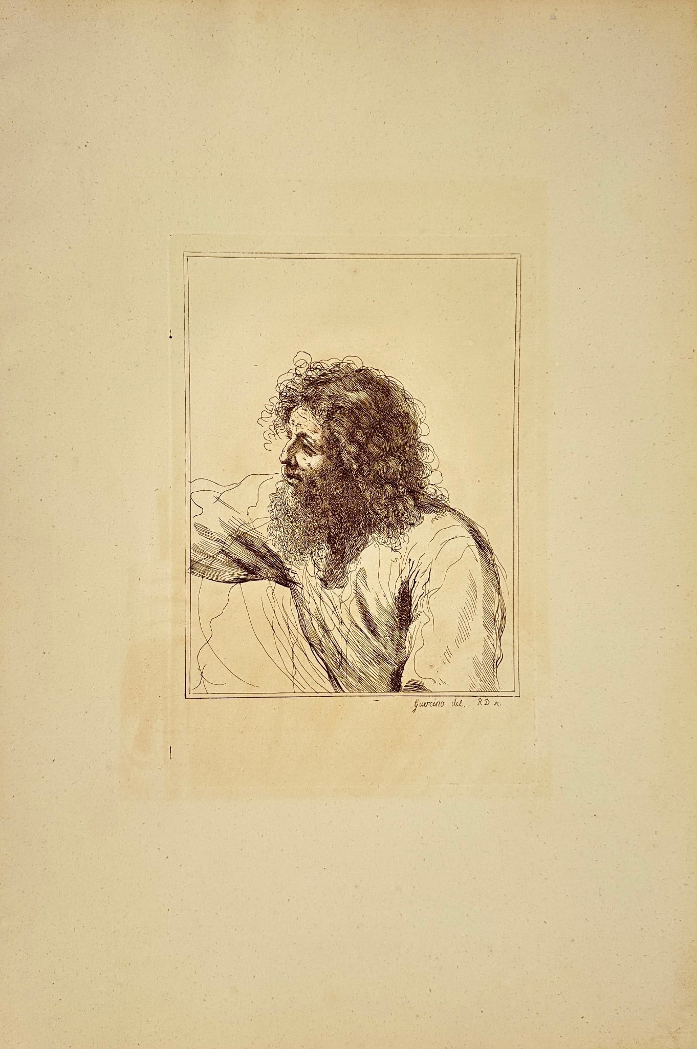Francesco Bartolozzi (1727–1815) – Large Folio Print – Study of a Bearded Man – Engraving (1 of 3)