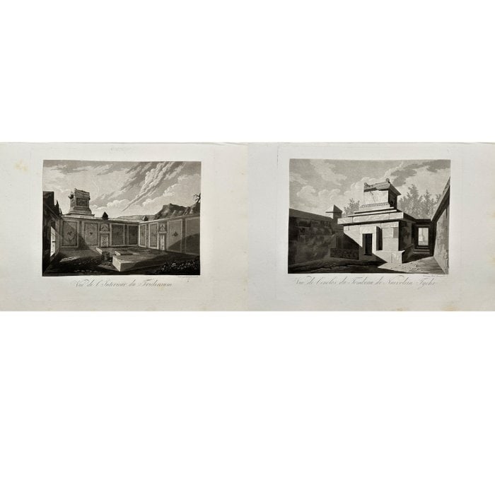 Paul Fumagalli (1797–1873) – Set of 2 Original Antique Prints – Pompeii – Aquatint (1 of 5)
