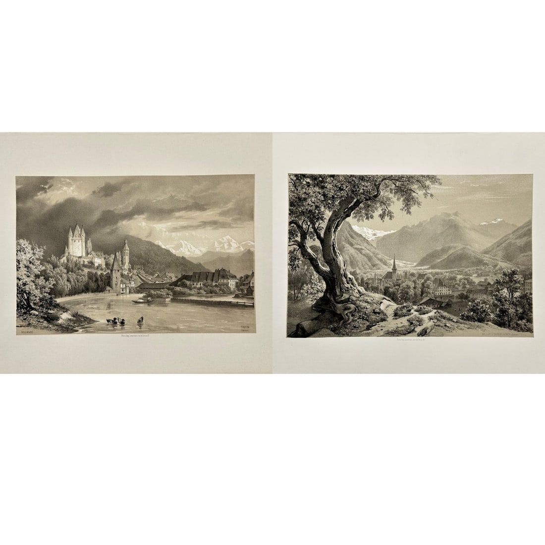 Carl Johan Billmark (1804–1870) – Set of 2 Antique Prints – Switzerland – View of Valley (1 of 5)