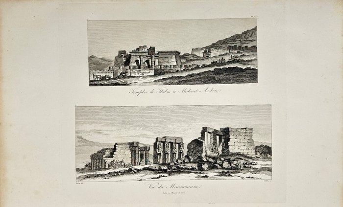 Dominique Vivant Denon - Antique Engraving - View of Palace and Temples – Egypt - 1809 (1 of 5)