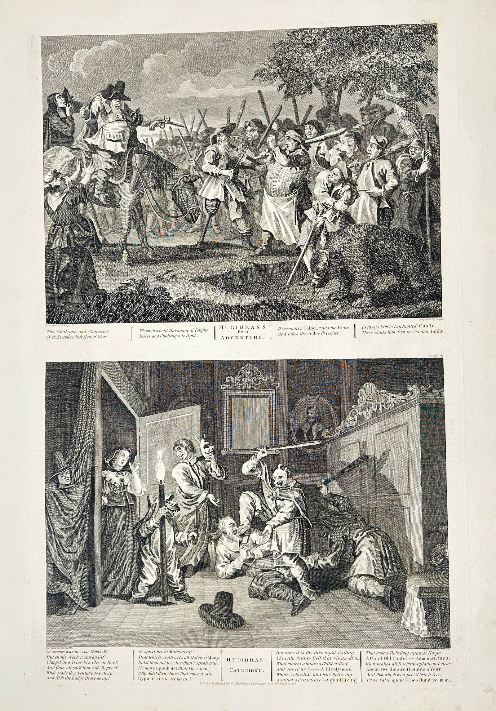 William Hogarth & Thomas Cook – Hudibras's First Adventure & Evil Spirits Teach Hudibras – (1 of 3)