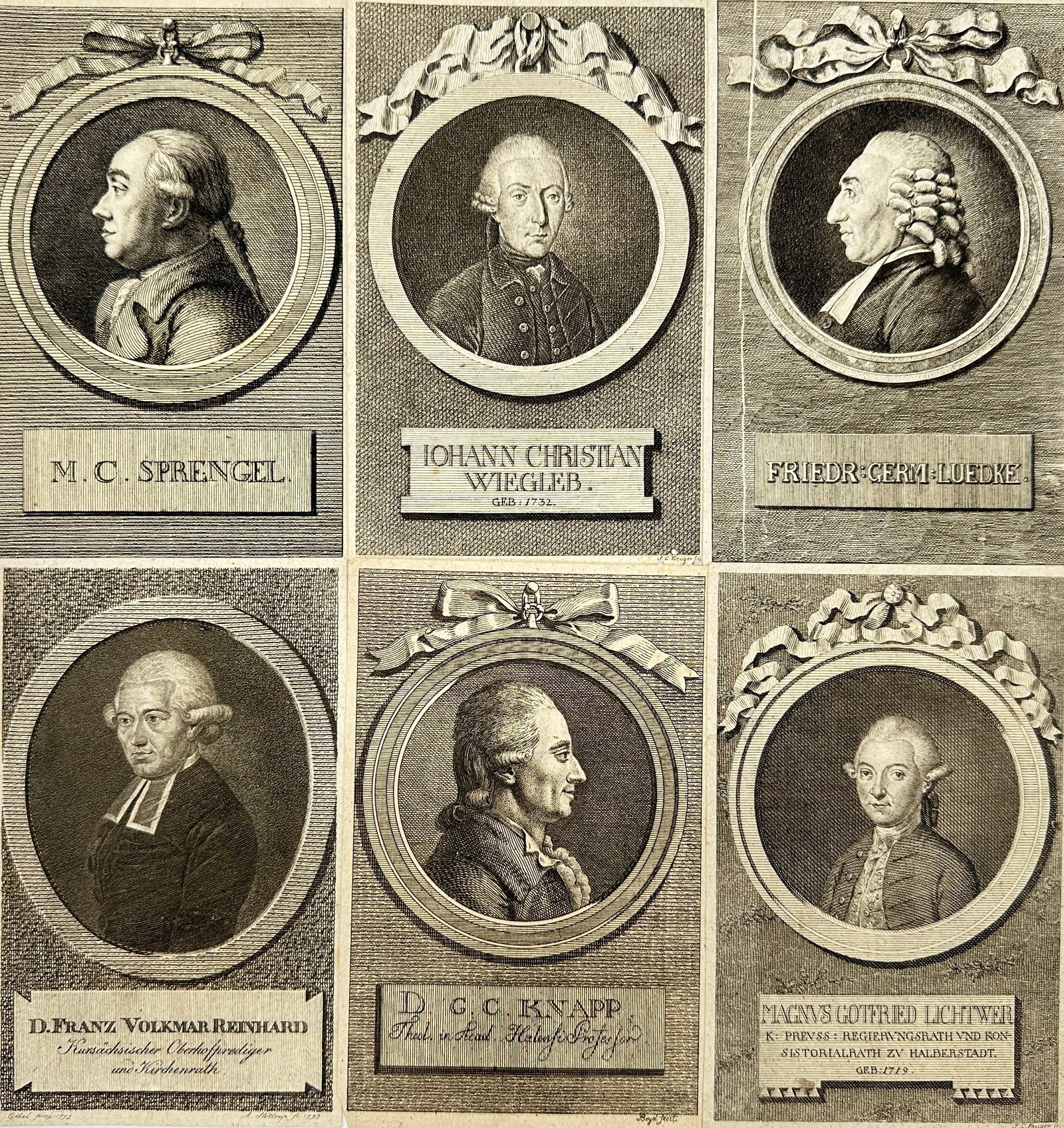 Johann Christoph Göbel, August Holtrup – Set of 6 Scientific Portraits – Etchings (1792–1793) (1 of 3)