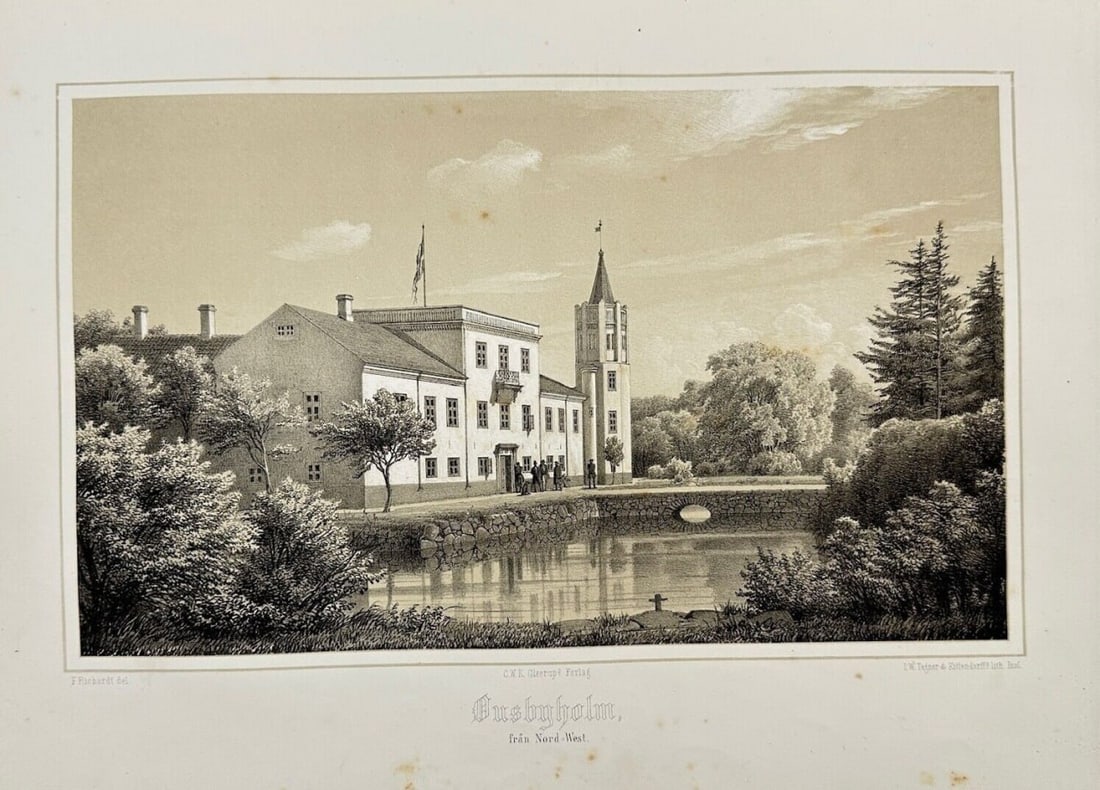 Ferdinand Richardt – Ousbyholm, da nord-ovest – Chromolithograph (1863) (1 of 2)