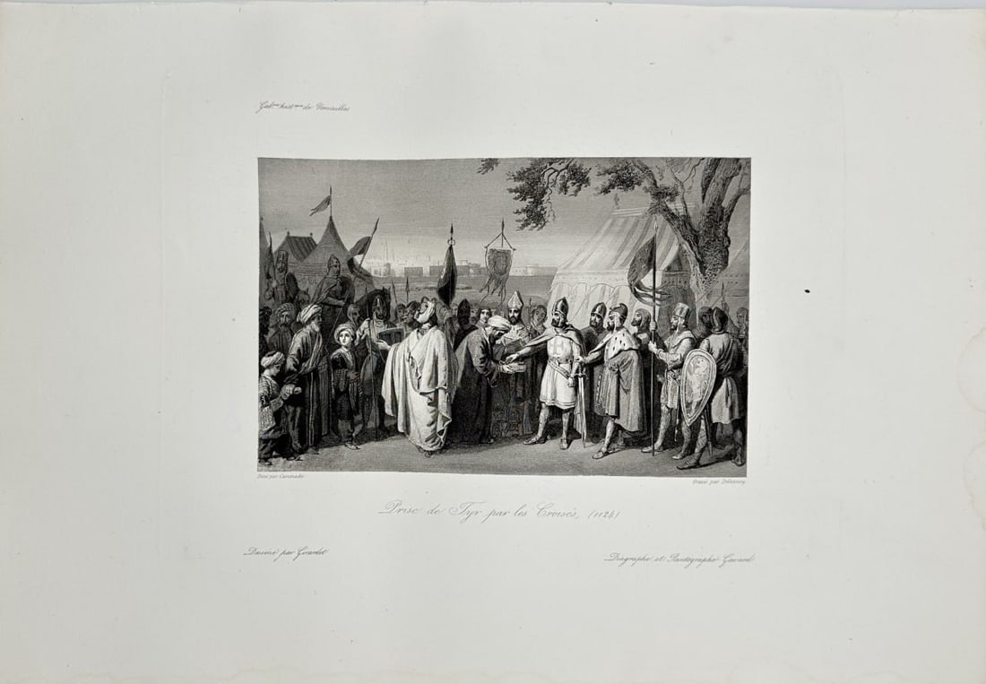 Alexandre-François Caminade – Capture of Tyre by the Crusaders – Engraving (1838–1849) (1 of 2)